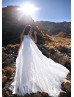 Halter Neck Ivory Polka Dot Tulle Beach Wedding Dress